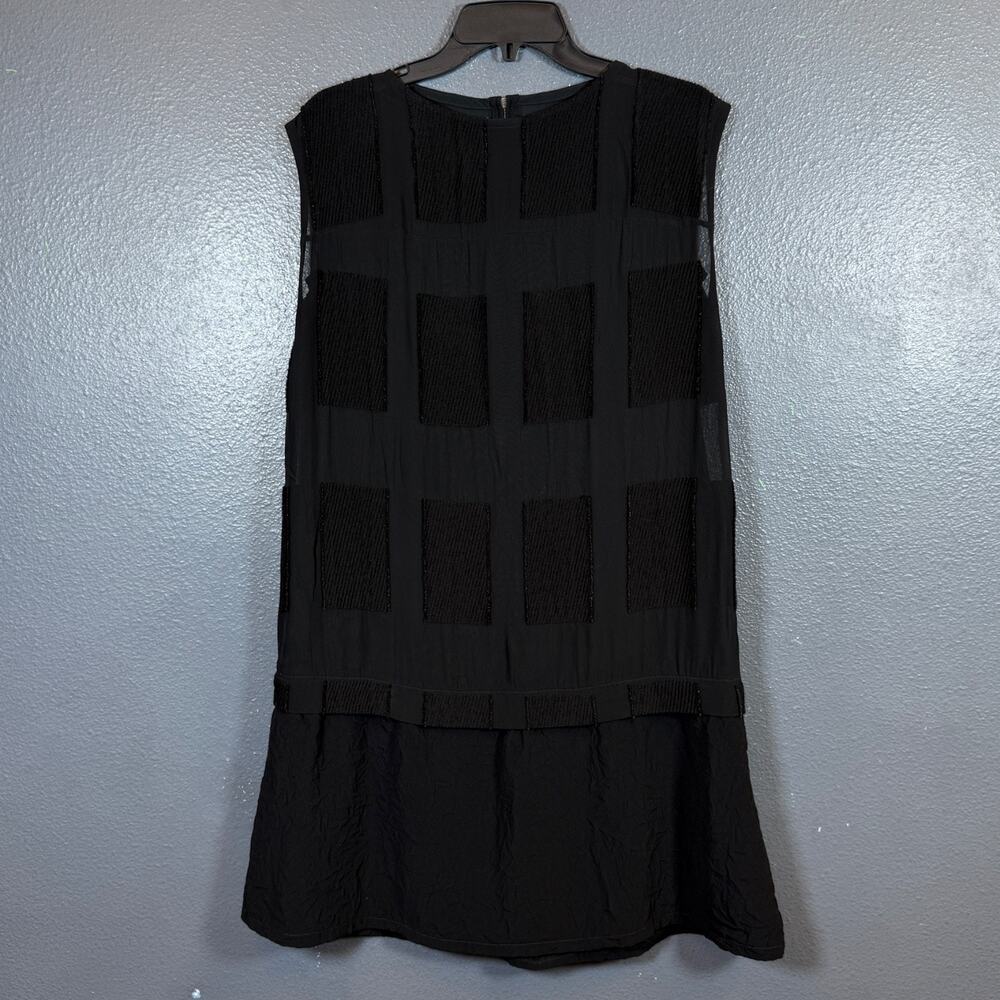Babette XS women’s black crinkle midi evening/cocktail dress rayon/wool